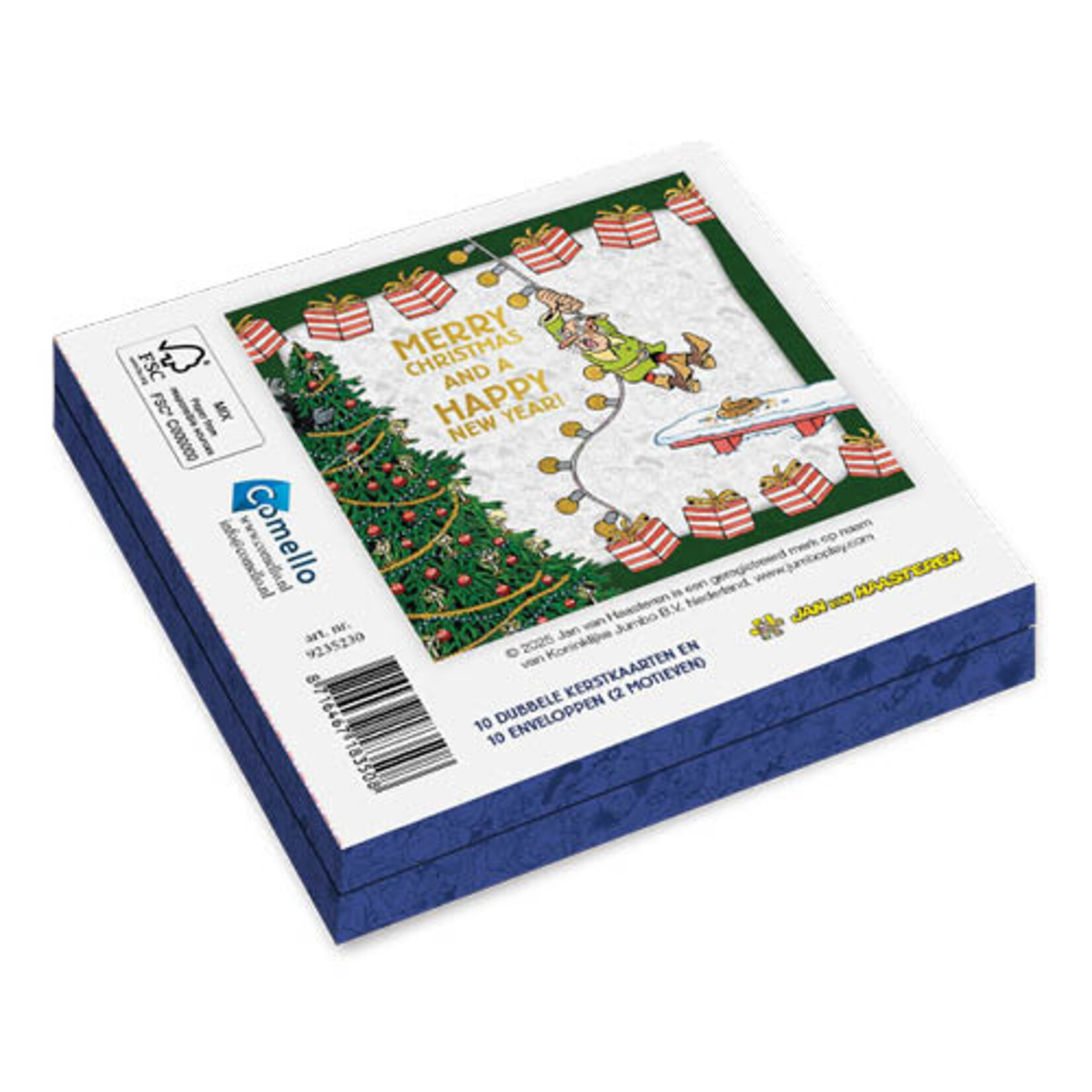 Jan van Haasteren kerstkaartenmapje Kerstman kader - Lampjes kader