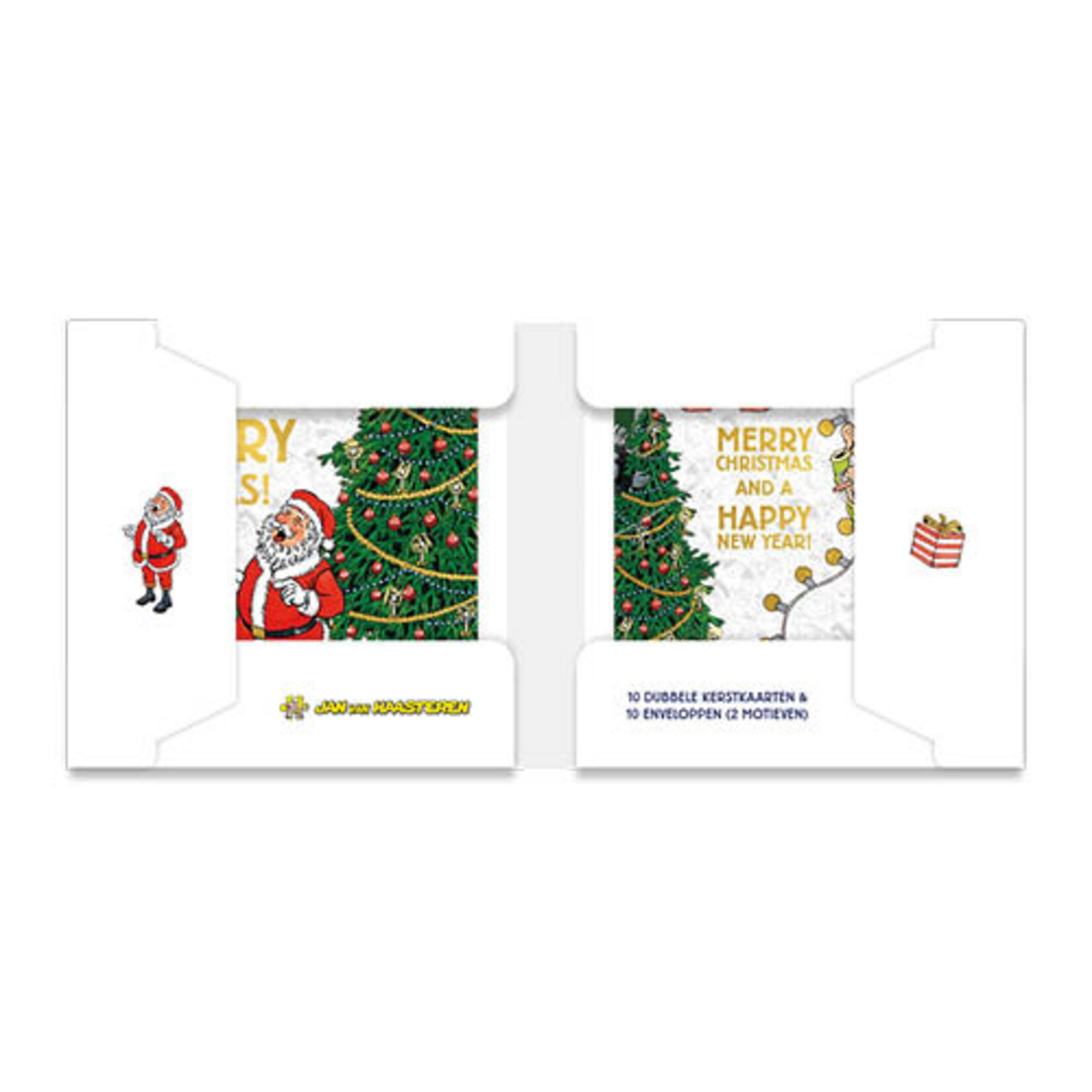 Jan van Haasteren kerstkaartenmapje Kerstman kader - Lampjes kader