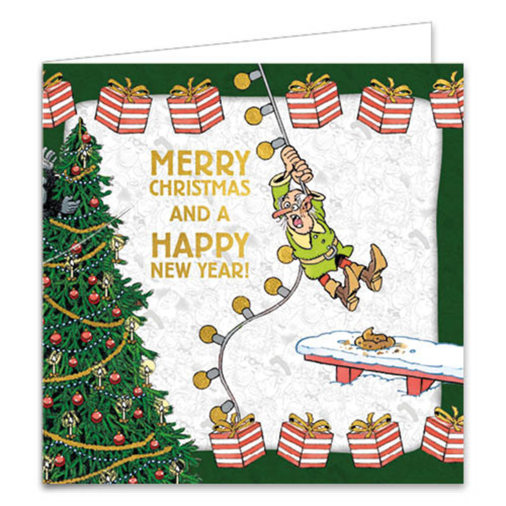 Jan van Haasteren kerstkaartenmapje Kerstman kader - Lampjes kader
