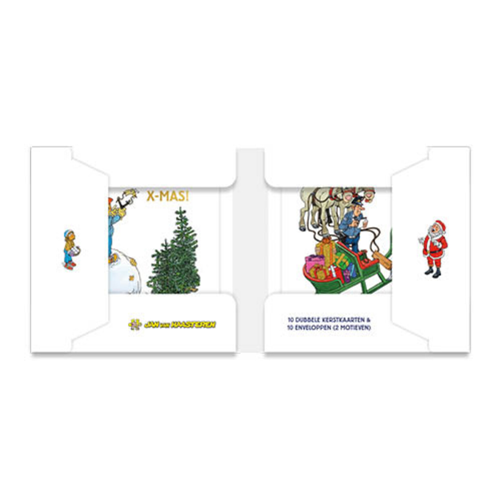 Jan van Haasteren kerstkaartenmapje Sneeuwballen gevecht - Bekeuring Arrenslee