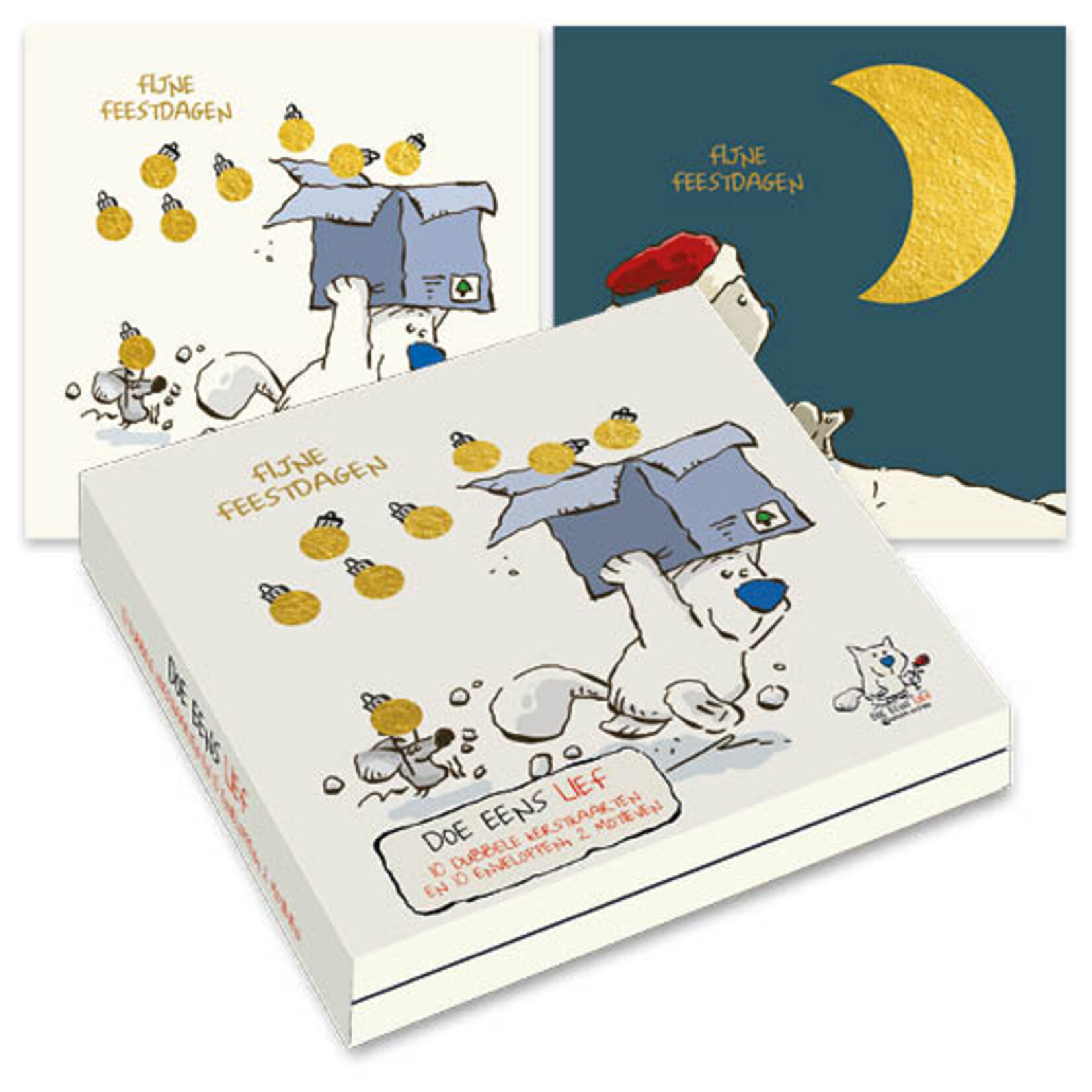 Doe eens lief kerstkaartenmapje Kerstballen - Maan