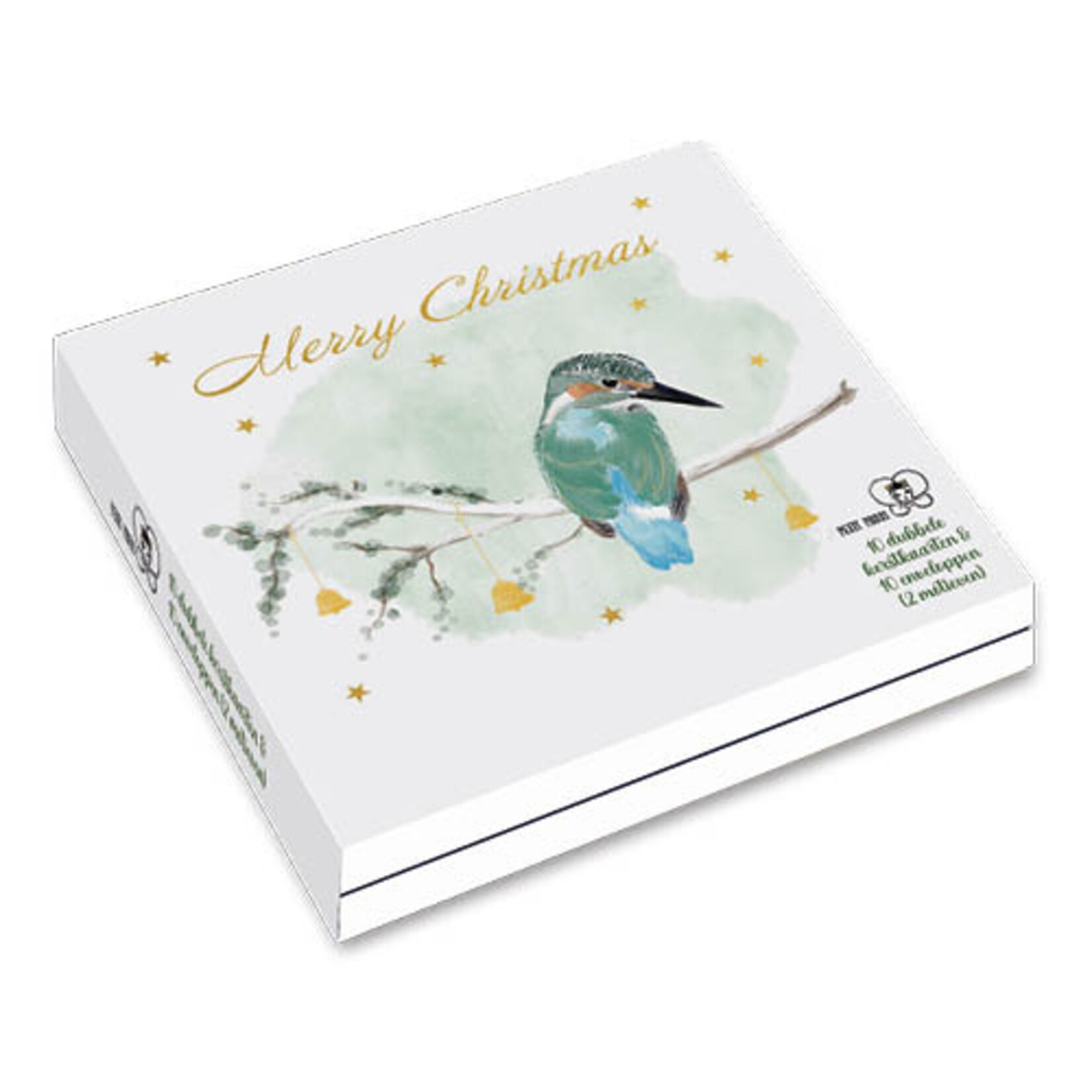 Petit Paris kerstkaartenmapje / IJsvogel - Kerstkrans