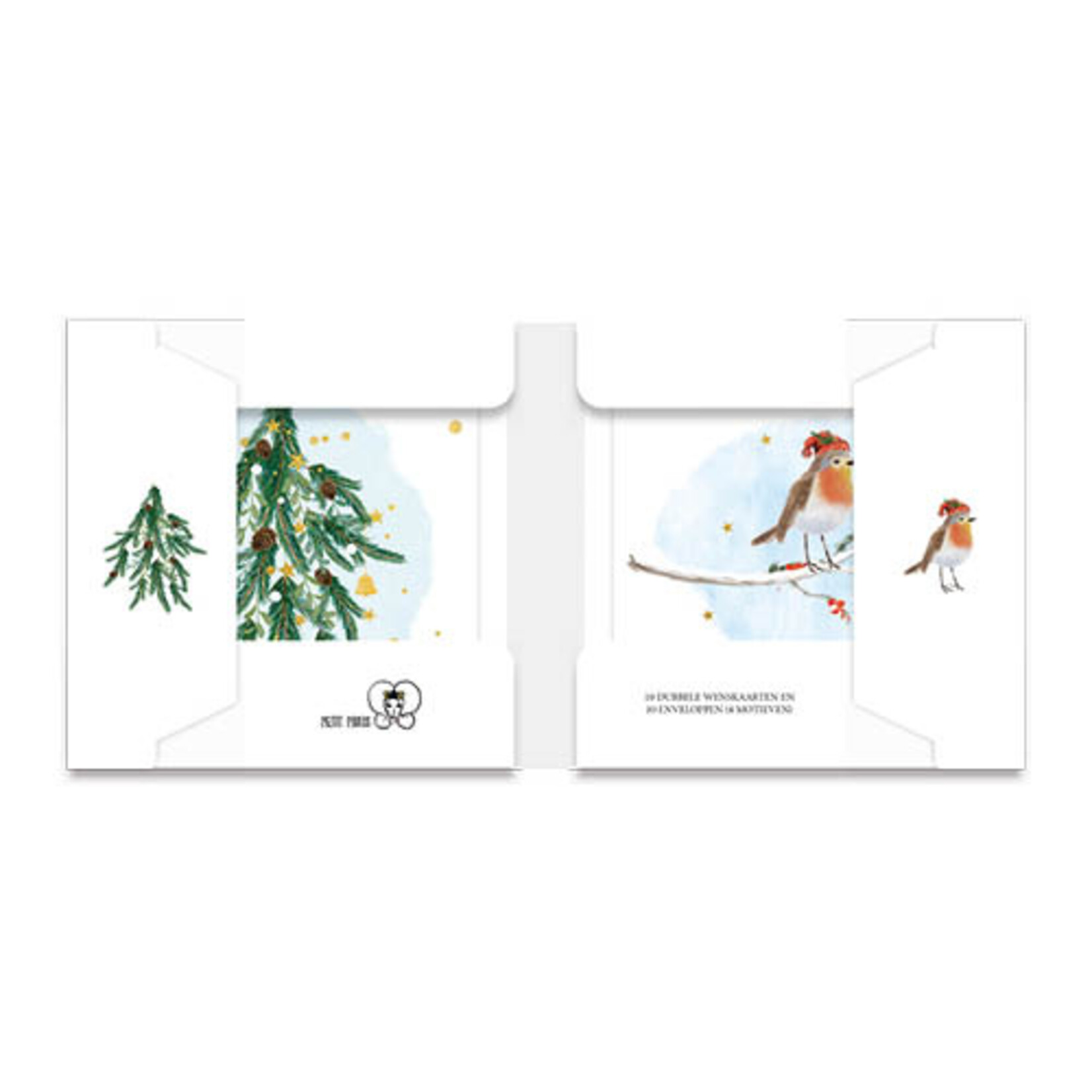 Petit Paris kerstkaartenmapje / Roodborstje - Kersttak