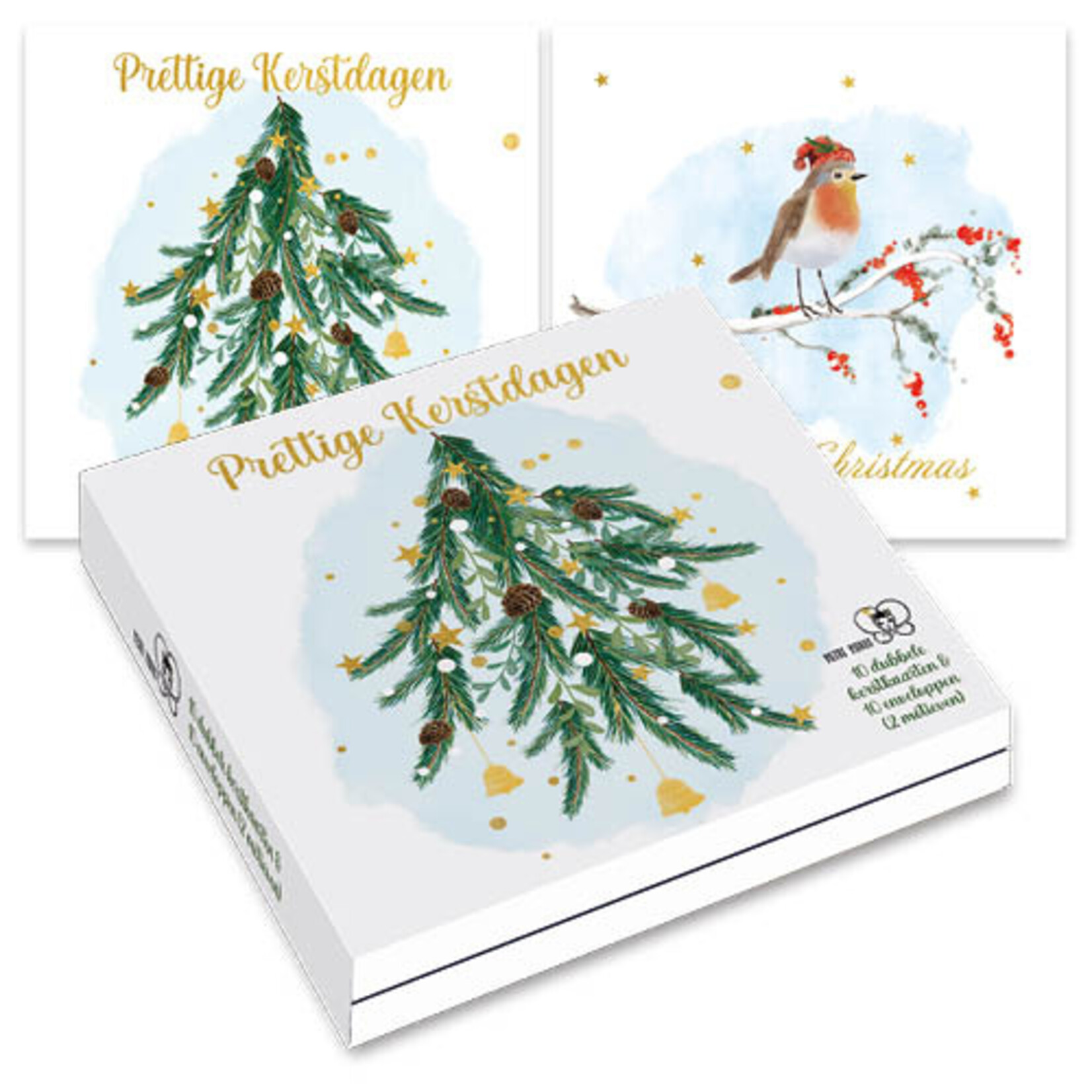 Petit Paris kerstkaartenmapje / Roodborstje - Kersttak