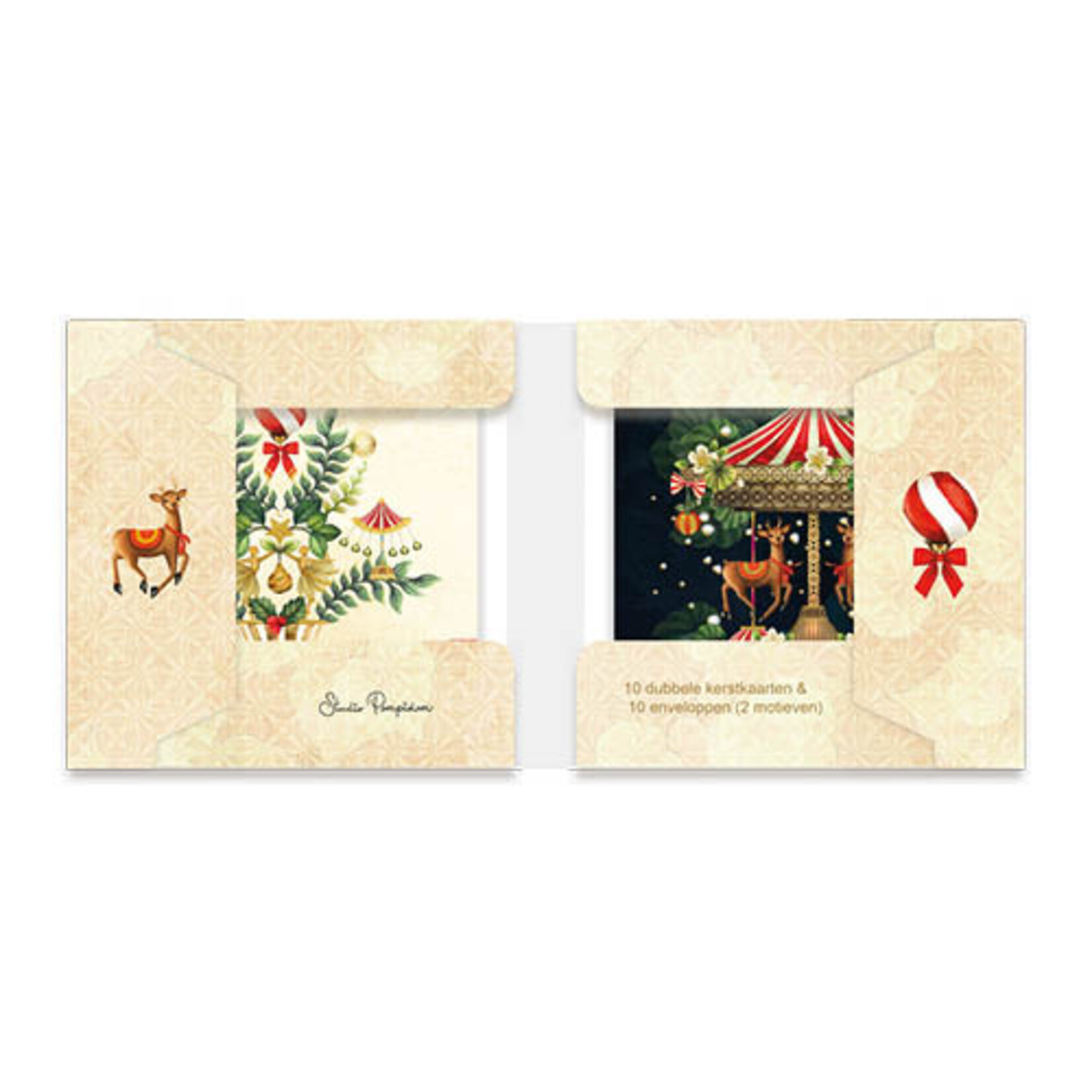 Studio Pompidom kerstkaartenmapje / Reindeer Carousel - Christmas Circus