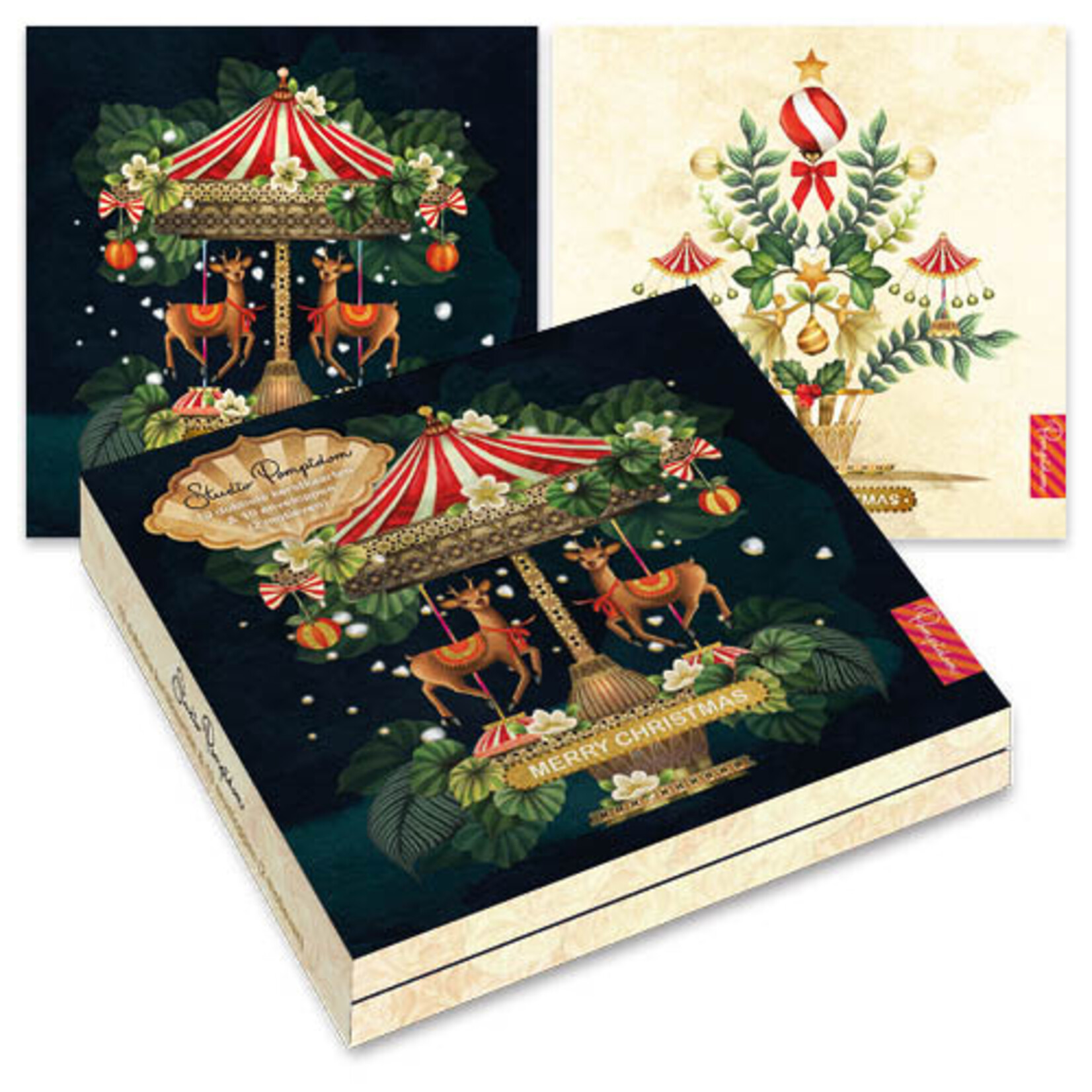 Studio Pompidom kerstkaartenmapje / Reindeer Carousel - Christmas Circus