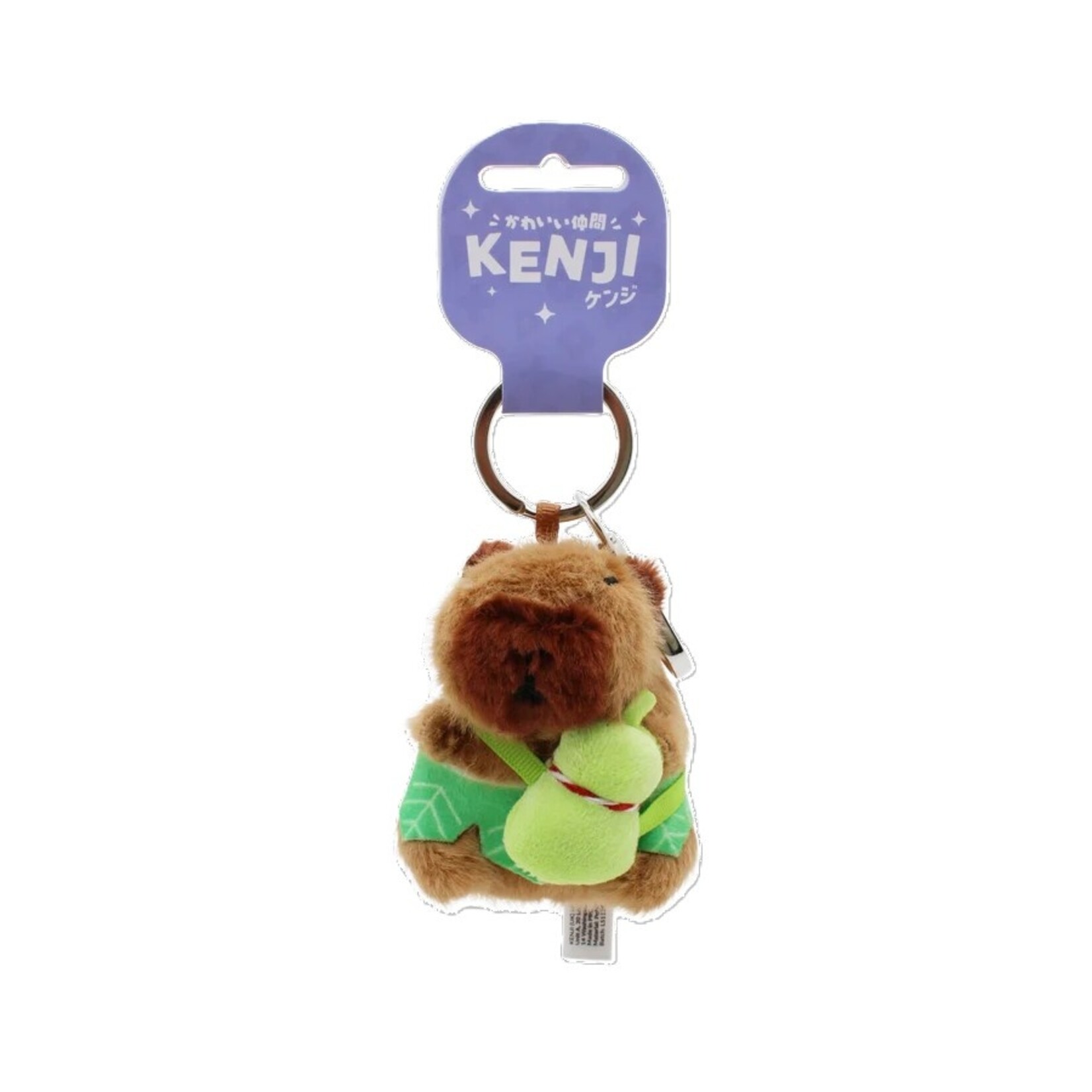 KENJI KEYRING FLUFFY RAINBOW CAPYBARA GREEN