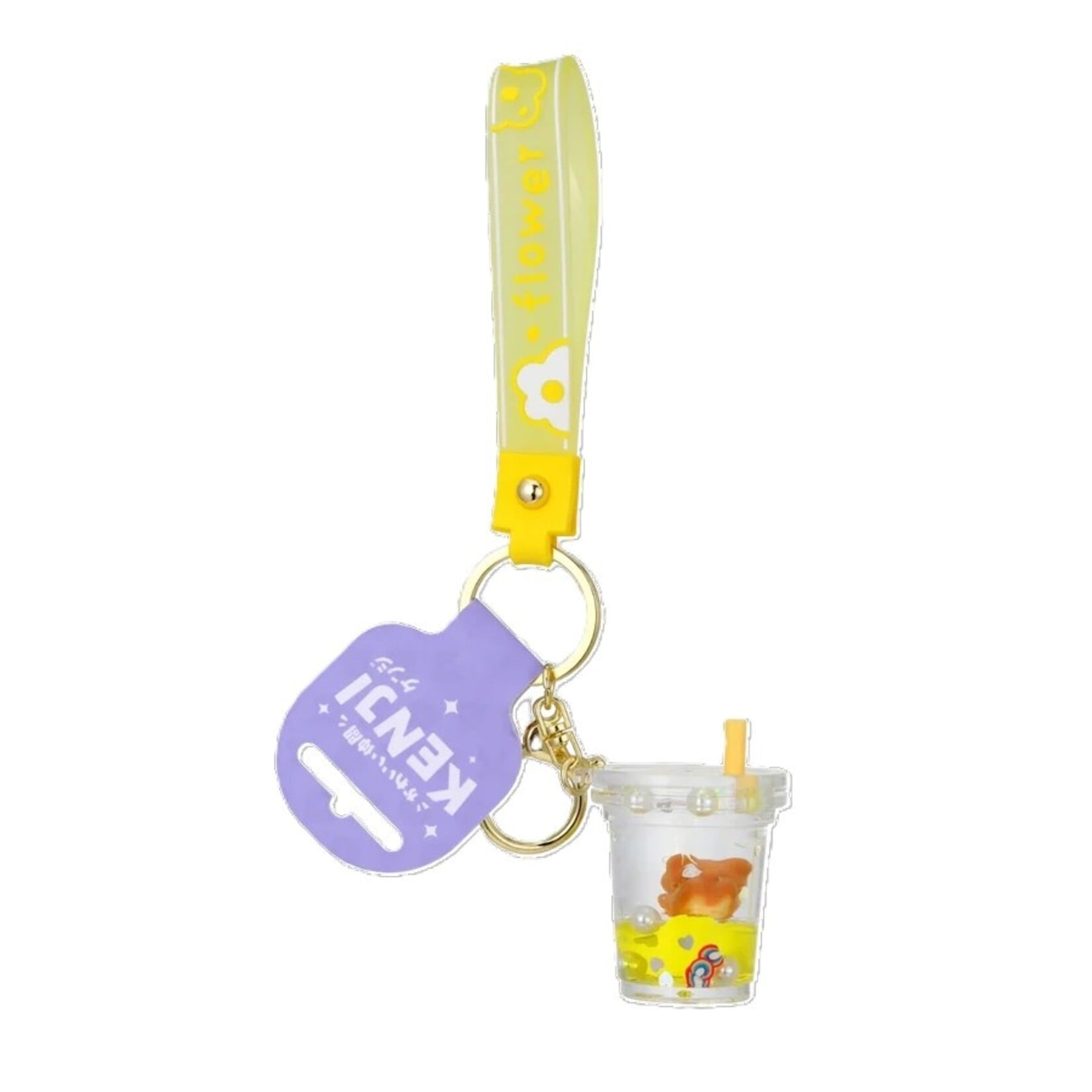 KENJI KEYRING BUBBLE TEA ANIMAL YELLOW