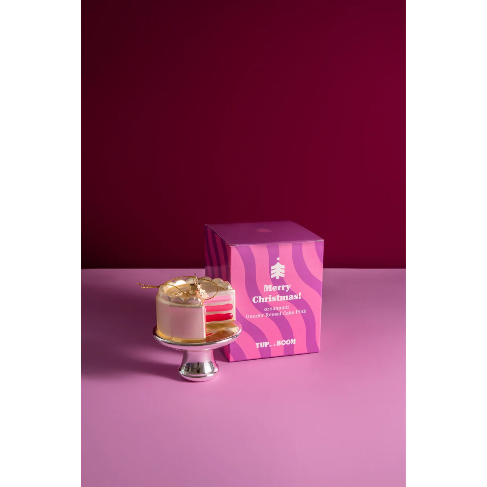 Yup in de boom Gender reveal taart roze Kerstornament
