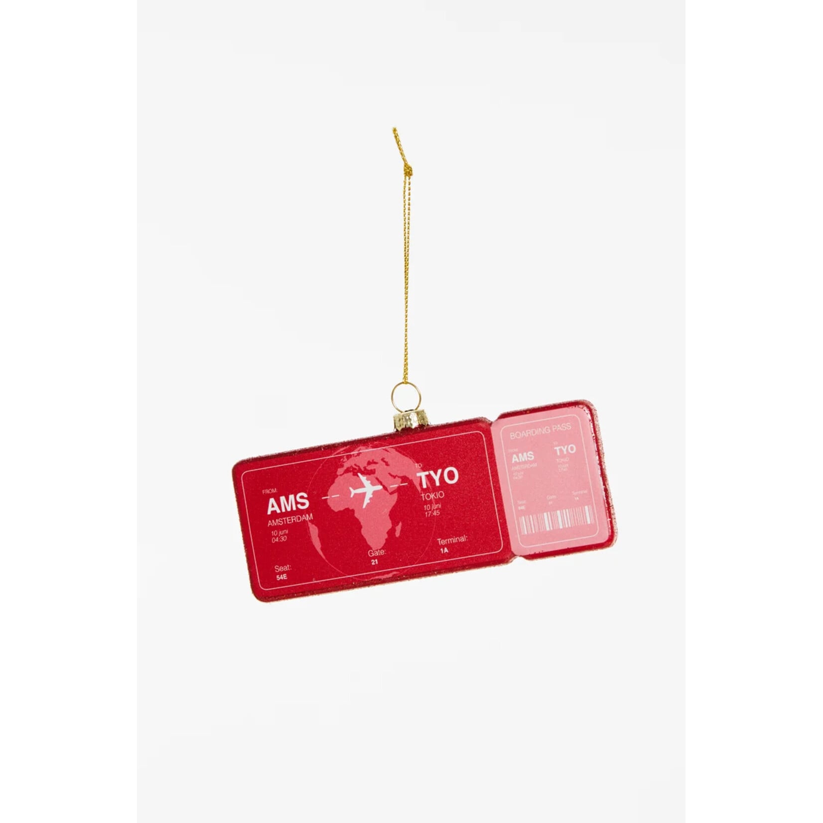 Yup in de boom Boardingpass Amsterdam - Tokio Kerstornament