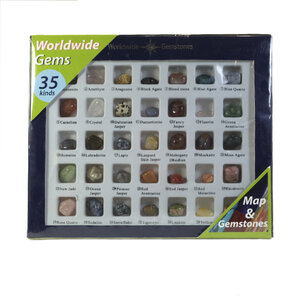 Collection box with 35 different stones