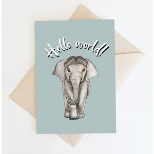 Dubbele kaart - Olifant - Hello world!