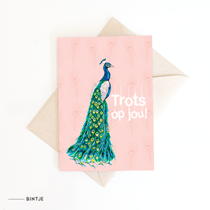 Doppelkarte - Pfau Trots op jou