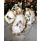 Hand-decorated golden oyster with robin