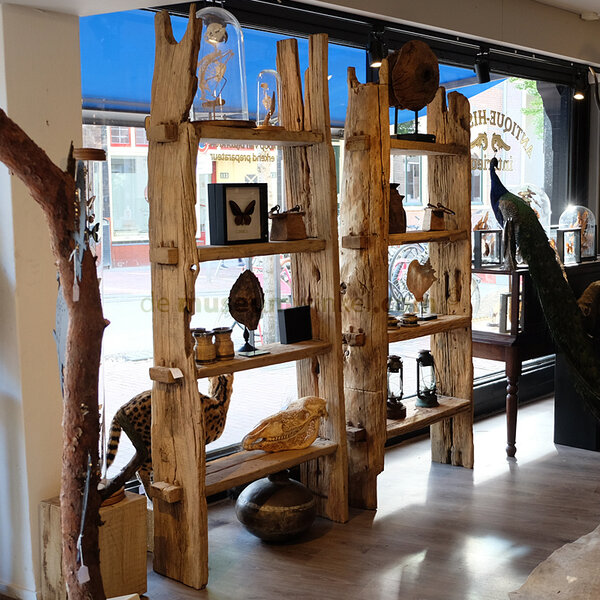 Robust handmade bookshelf made of acacia wood (a)