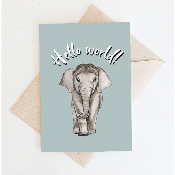 Dubbele kaart - Olifant - Hello world!