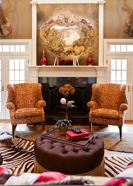 Barocken Wohnzimmer mit Tierpräparate