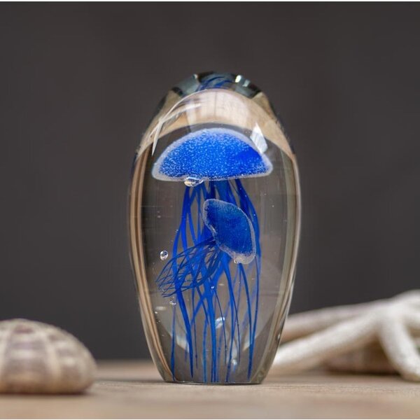 Glass jellyfish pair (dark blue)