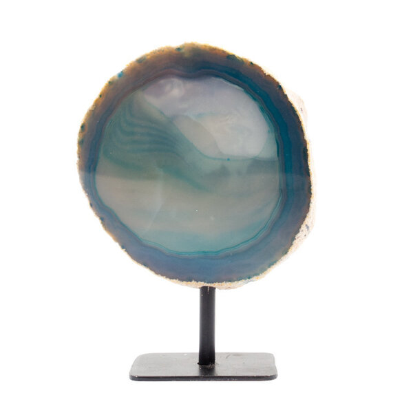 Agate disc on pedestal (light blue)