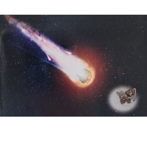 Meteoriet fragmenten in doosje