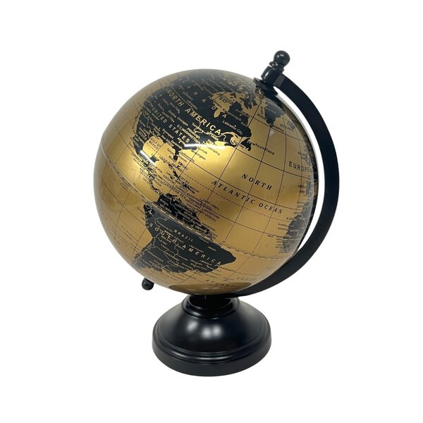 Decoratieve Wereldbol Zwart Goud