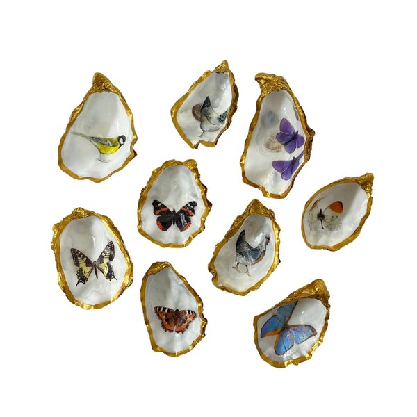 Hand-decorated golden oyster various prints