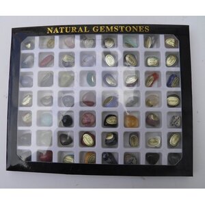 Sammelkiste mit 56 verscheidene Steine und Mineralien