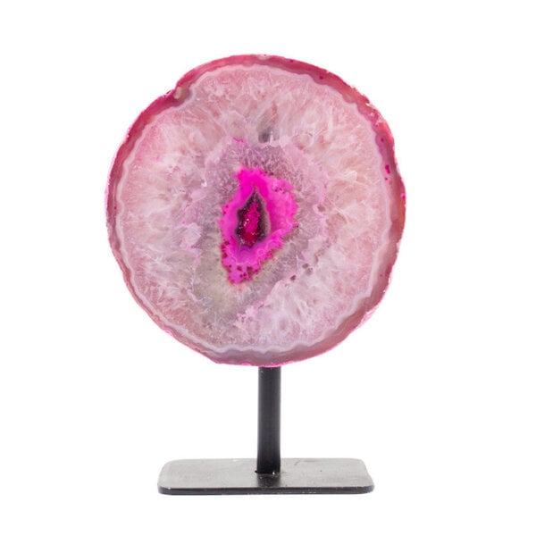 Agate disc on pedestal (pink)
