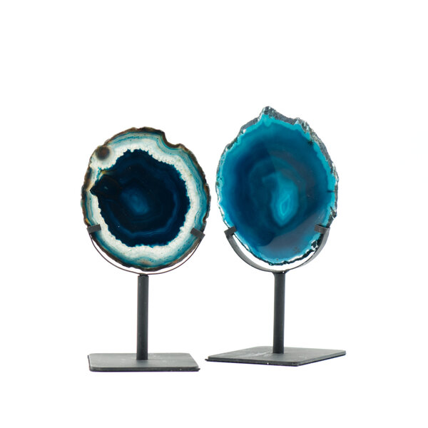 Agate disc on pedestal (azure blue)