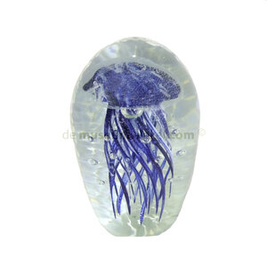 Glass Objekt mit Qualle blau (medium)