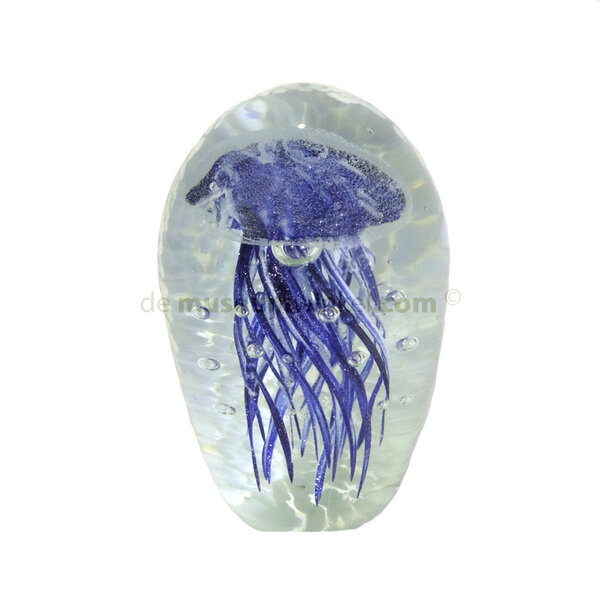 Glass Objekt mit Qualle blau (medium)