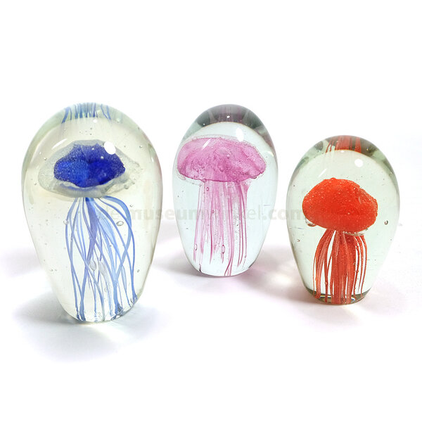 Glass Objekt mit Qualle blau (medium)
