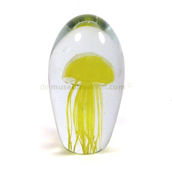 Glass Objekt mit Qualle Gelb (medium)