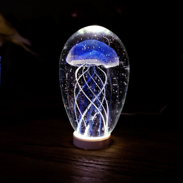 Glass Objekt mit Qualle Gelb (medium)
