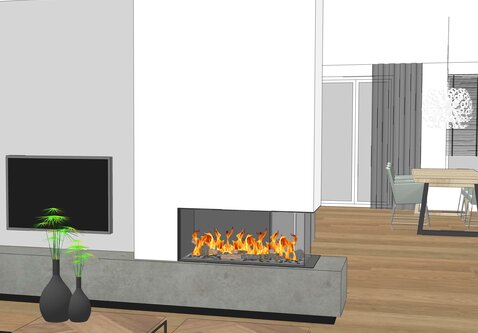 Elu W room divider 95/40 Left/Right waterdamphaard