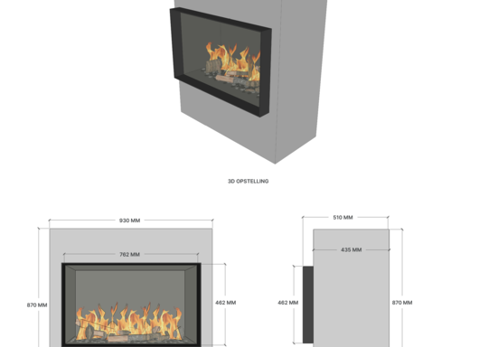 Elu B front 75/45 bio-ethanol haard inbouw