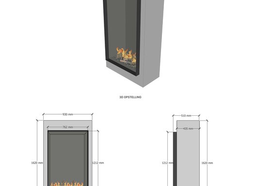 Elu B front 75/120 bio-ethanol haard inbouw