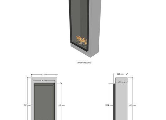 Elu B front 75/160 bio-ethanol haard inbouw