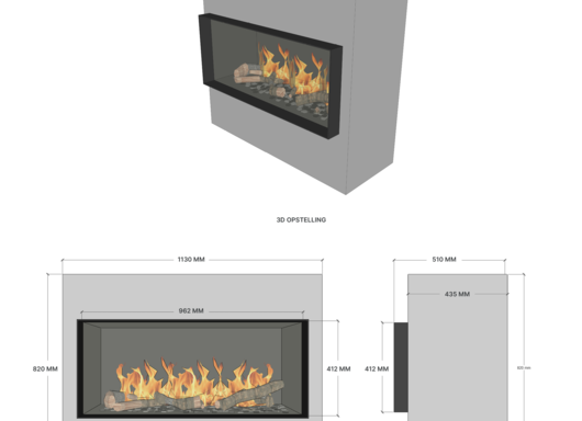 Elu B front 95/40 bio-ethanol haard inbouw