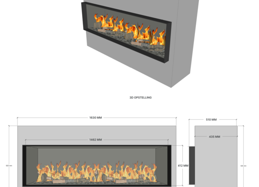 Elu B front 145/40 bio-ethanol haard inbouw