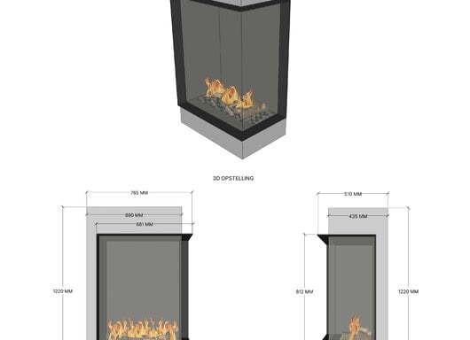 Elu B corner 60/45 Left/Right bio-ethanol haard inbouw