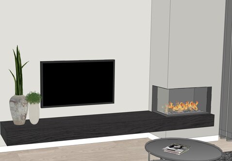 Elu B corner 75/45 Left/Right bio-ethanol haard inbouw