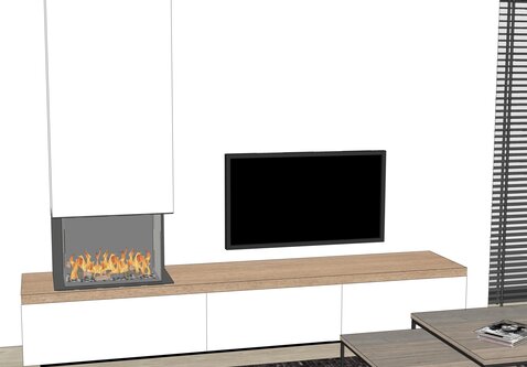 Elu B three sided 60/45 bio-ethanol haard inbouw