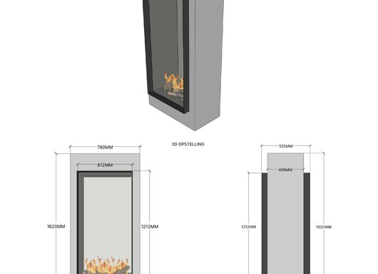 Elu B tunnel 60/120 bio-ethanol haard inbouw