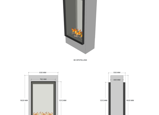 Elu B tunnel 75/120 bio-ethanol haard inbouw