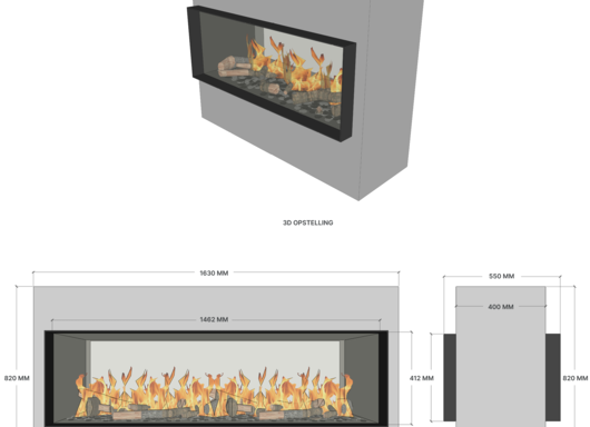 Elu B tunnel 110/40 bio-ethanol haard inbouw