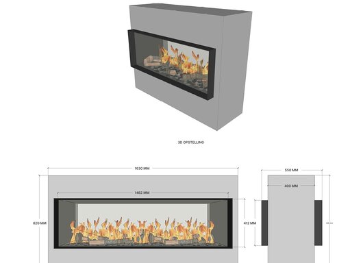 Elu B tunnel 145/40 bio-ethanol haard inbouw