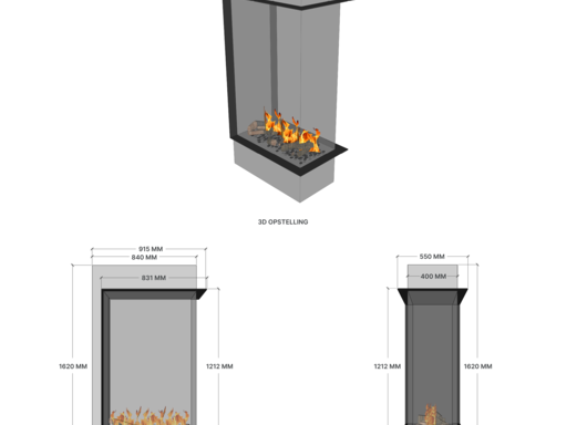 Elu B room divider 75/120 bio-ethanol haard inbouw