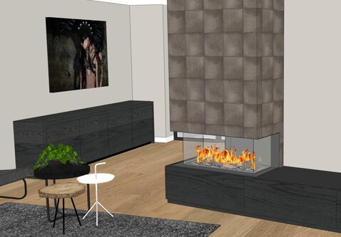 Elu B RD Panorama 95/40 Left/Right bio-ethanol haard inbouw