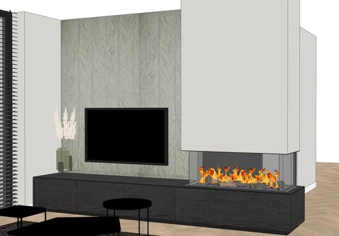 Elu B RD Panorama 110/40 Left/Right bio-ethanol haard inbouw